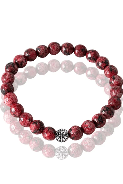 Sertifikalı Fasetli Kırmızı Kuvars Taşı Bileklik - Gümüş Aparatlı ürün görseli