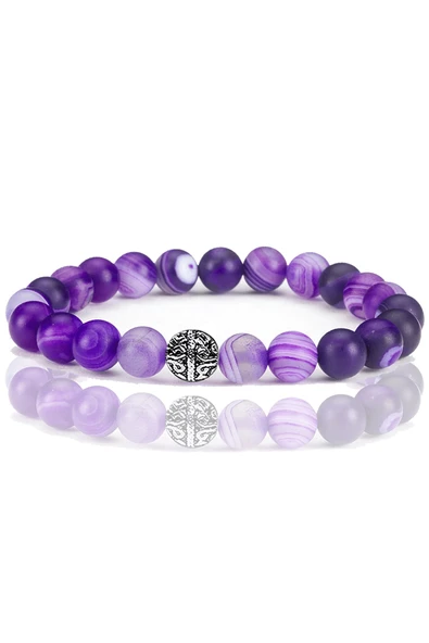 Sertifikalı Ham İşlenmemiş Mor Akik Taşı Bileklik - Gümüş Aparatlı ürün görseli 1