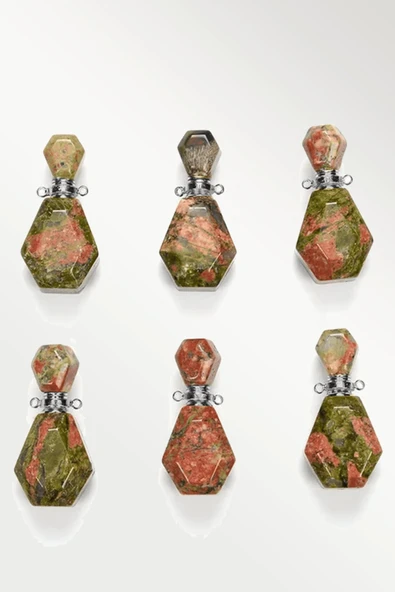 Sertifikalı Parfüm Şişe Tasarımlı Unakit Taşı Kolye - Gümüş Aparatlı - 4