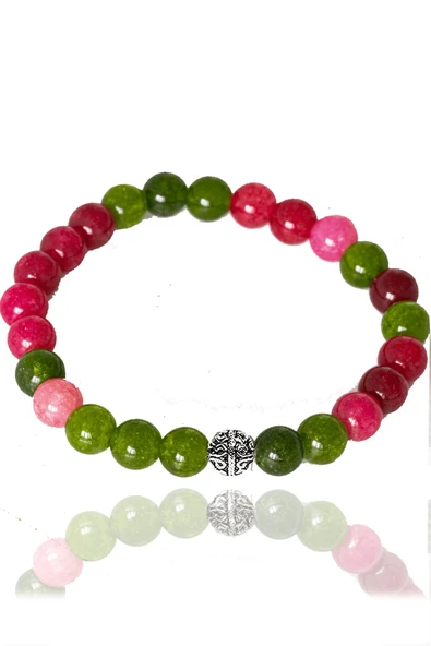 Sertifikalı Sentetik Yakut - Yeşim Taşı Bileklik - Gümüş Aparatlı - 3