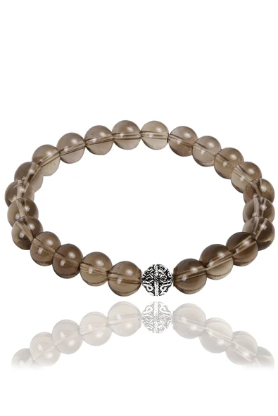 Sertifikalı Dumanlı Kuvars Taşı Bileklik - Gümüş Aparatlı ürün görseli