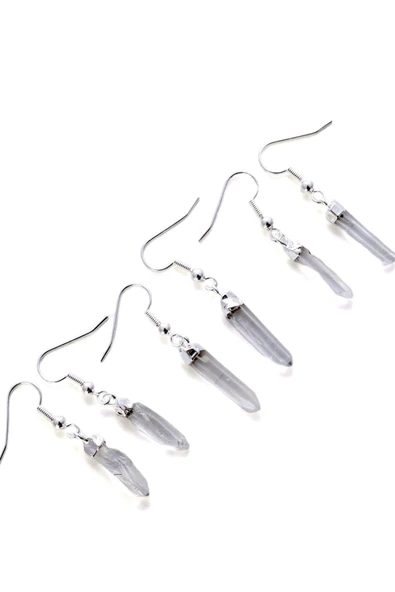 Sertifikalı Ham İşlenmemiş Kristal Kuvars Taşı Küpe - 2