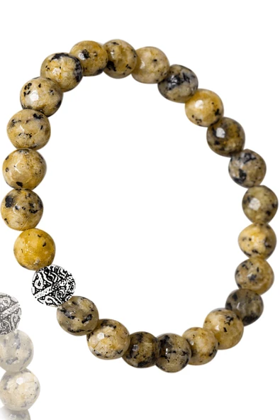 Sertifikalı Orijinal Fasetli Sarı Kuvars Taşı Bilekllik - Gümüş Aparatlı - Resim 2