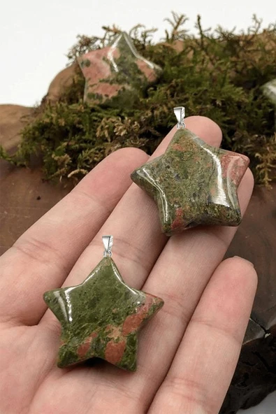 Sertifikalı Gerçek Yıldız Model Unakit Taşı Kolye - Gümüş Aparatlı - Resim 3