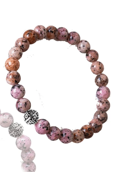 Sertifikalı Pembe Renk Kuvars Taşı Bileklik - Gümüş Aparatlı - Resim 2