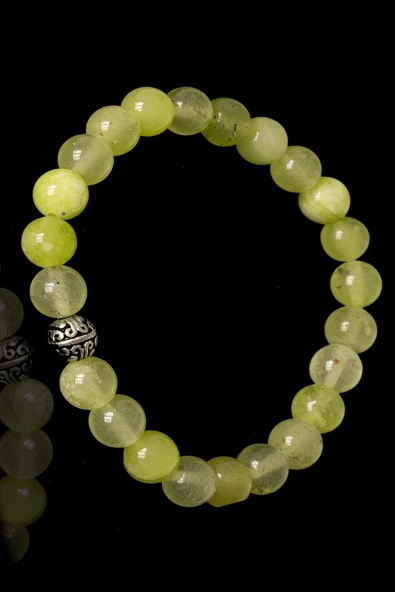 Sertifikalı Açık Yeşil Akik Taşı Bileklik - Gümüş Aparatlı - Resim 3