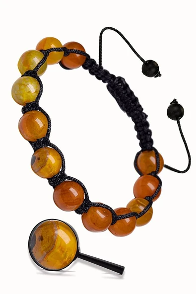 Sertifikalı Makrome Turuncu Akik Taşı Doğal Taş Bileklik - Resim 2