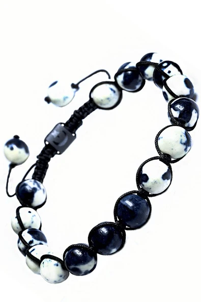 Sertifikalı Makrome Zebra Akik Taşı Bileklik - Resim 2