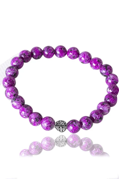 Sertifikalı Açık Mor Çeroit Taşı Bileklik - Gümüş Aparatlı ürün görseli
