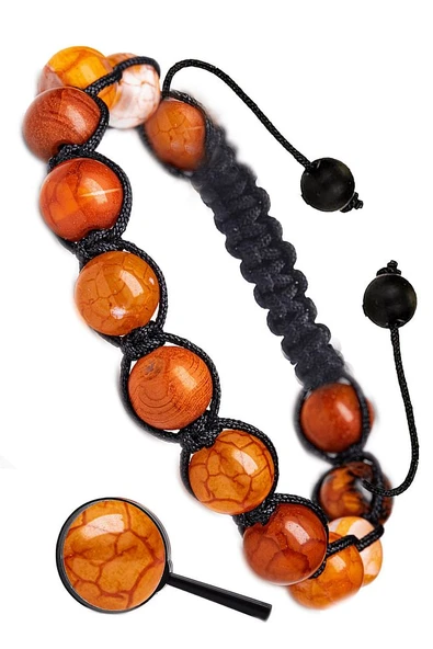 Sertifikalı Makrome Fasetli Doğal Turuncu Akik Taşı Bileklik - Resim 3