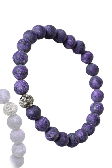 Sertifikalı Ham İşlenmemiş Çeroit Taşı Bileklik - Koyu Renk - Resim 2