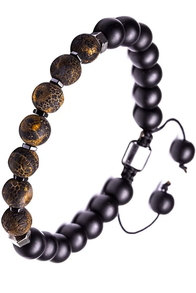 Sertifikalı Makrome Kahverengi Doğal Akik Taşı Bileklik - Resim 3