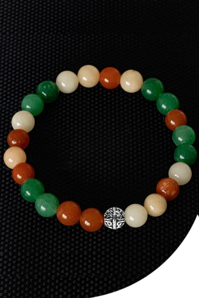 Sertifikalı Öğrenci Başarı Bilekliği - Gümüş Aparatlı (Kalsit,Yeşim, Akik Taşı) ürün görseli 1