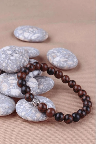 Sertifikalı Kırmızı Obsidyen Taşı Bileklik (Gümüş Aparatlı) - Resim 3