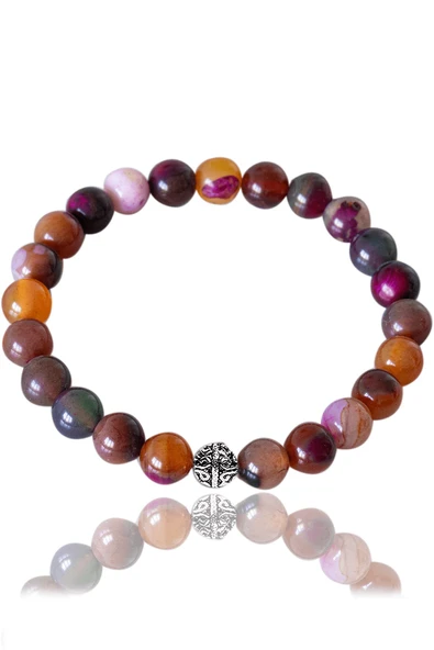 Sertifikalı Özel Renk Akik Taşı Bileklik - Gümüş Aparatlı ürün görseli