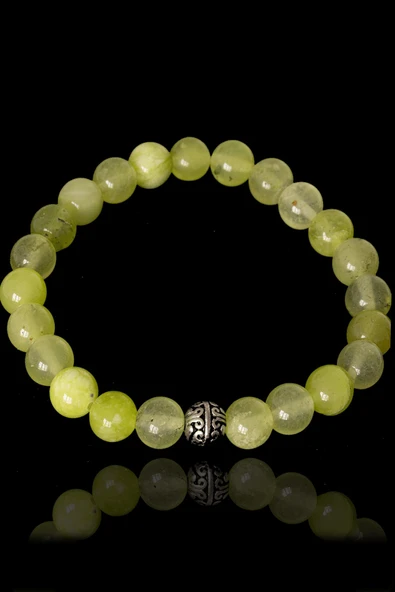Sertifikalı Açık Yeşil Akik Taşı Bileklik - Gümüş Aparatlı ürün görseli