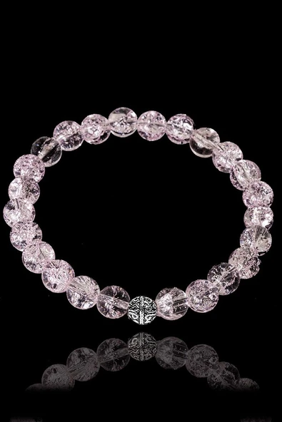 Sertifikalı Açık Pembe Necef Taşı Bileklik - Gümüş Aparatlı ürün görseli