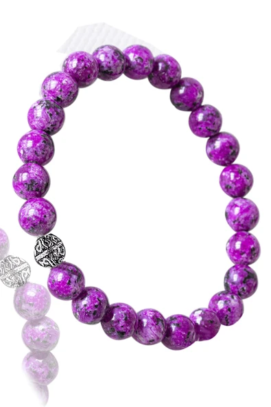 Sertifikalı Açık Mor Çeroit Taşı Bileklik - Gümüş Aparatlı - Resim 2