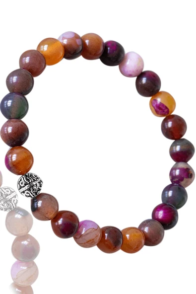 Sertifikalı Özel Renk Akik Taşı Bileklik - Gümüş Aparatlı - Resim 2