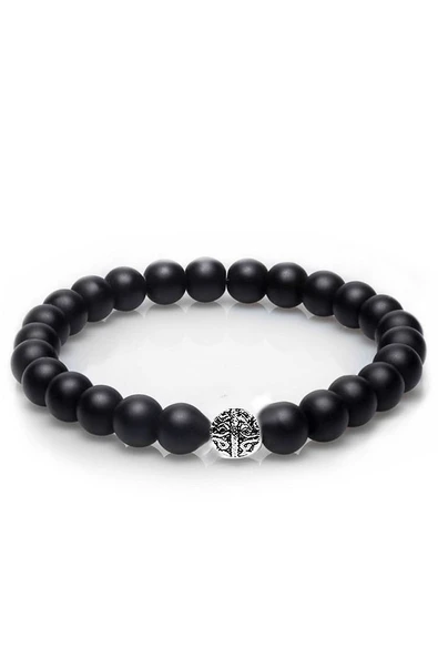 Sertifikalı Gerçek Onyx - Oniks Taşı Bileklik (Gümüş Aparatlı) ürün görseli