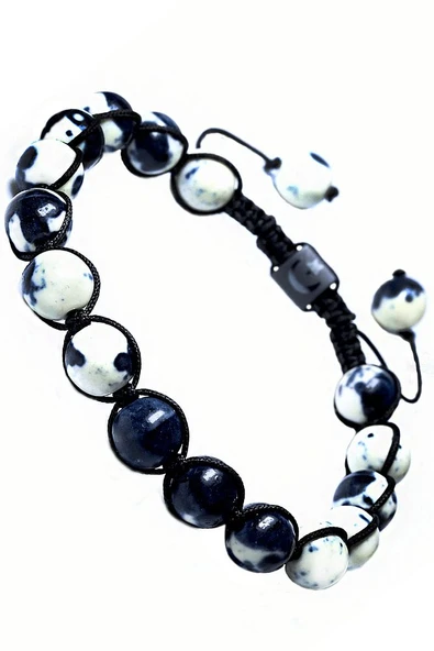 Sertifikalı Makrome Zebra Akik Taşı Bileklik ürün görseli