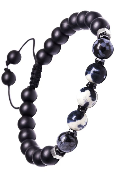 Oniks Taşı Zebra Jasper Ve Obsidyen Bileklik - Resim 2