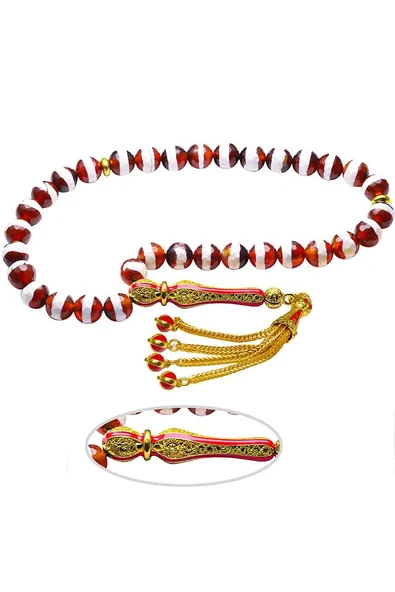 Sertifikalı Tibet Doğal Akik Taşı Tesbih - Resim 4