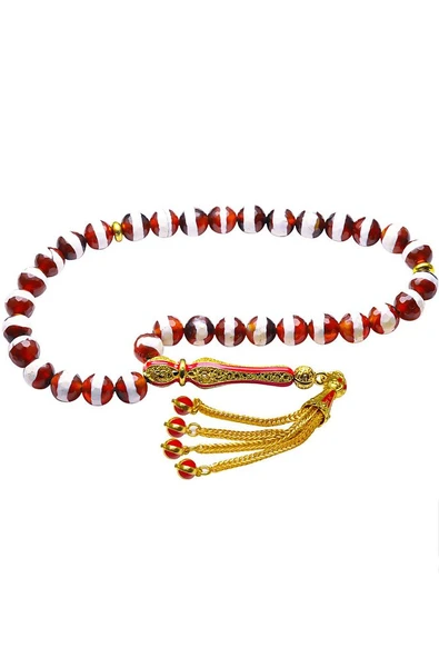 Sertifikalı Tibet Doğal Akik Taşı Tesbih - Resim 5