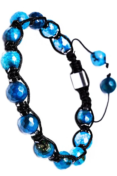 Siyah Makrome Buz Mavi Akik Bileklik ürün görseli 1