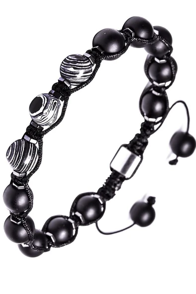 Sertifikalı Doğal Hematit Oniks Malahit Taşı Bileklik - Resim 3