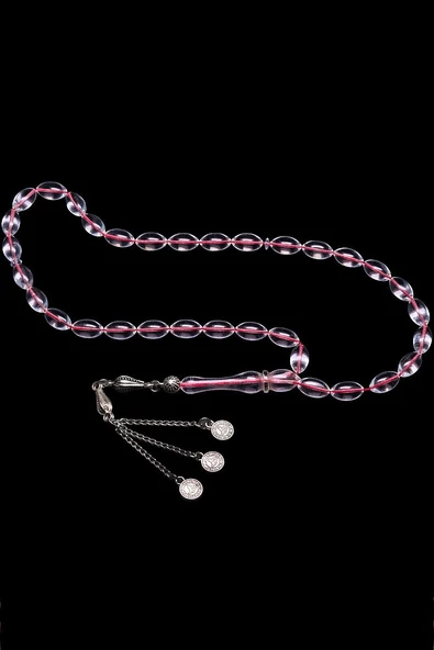 Sertifikalı Beyzi Kesim Şeffaf Ateş Kehribar Tesbih - Resim 4