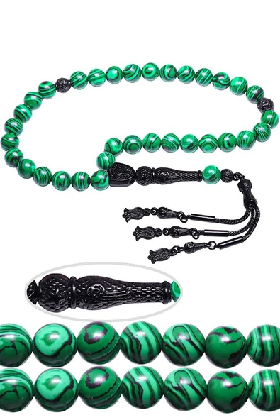 Sertifikalı Kararmaz Püsküllü Yeşil Fransız Galalit Tesbih ürün görseli