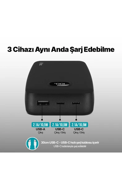 Ttec ChargeUp LCD 20.000mAh Taşınabilir Hızlı Şarj Aleti / Powerbank - Resim 3