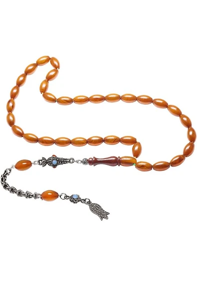 Sertifikalı Dabbas Usta Havşa Delik Osmanlı Benzetmesi Çubuk Sıkma Kehribar Tesbih - Resim 2