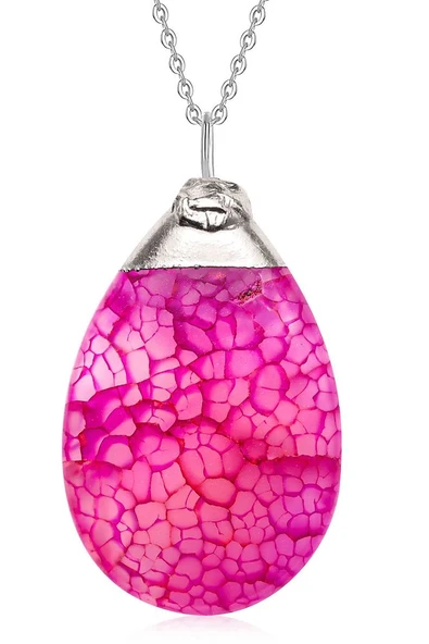 Damarlı Pembe Akik Taşı Doğal Taş Kolye ürün görseli