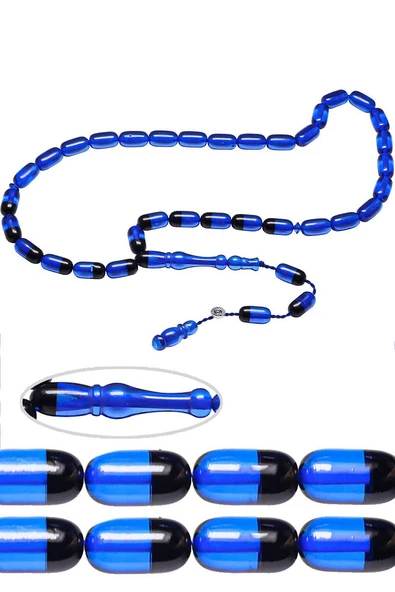 Sertifikalı Imzalı Parlement Mavi Siyah Ateş Kehribar Tesbih - Resim 4