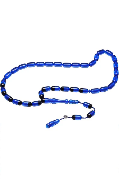 Sertifikalı Imzalı Parlement Mavi Siyah Ateş Kehribar Tesbih - Resim 3