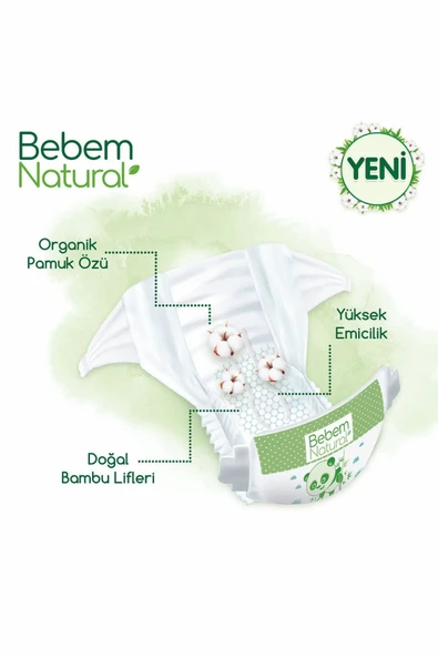 Bebem Bebek Bezi Natural Beden:4 (7-14KG) Maxi 208 Adet Ekonomik Ultra Fırsat Pk - Resim 3