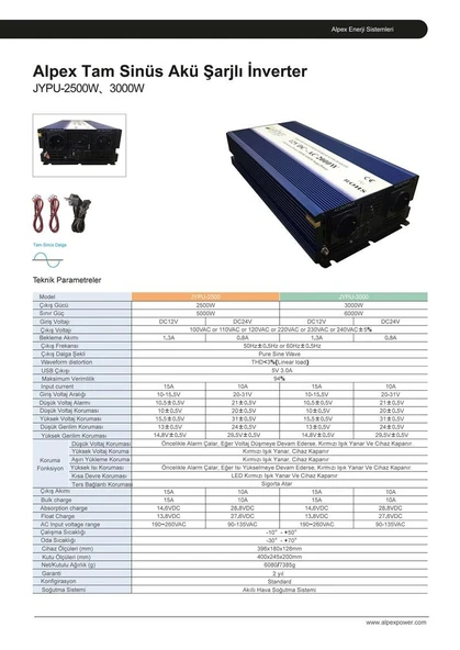 3000 Watt 24 Volt Ups (Şebeke Şarjlı) Tam Sinüs İnverter - 5