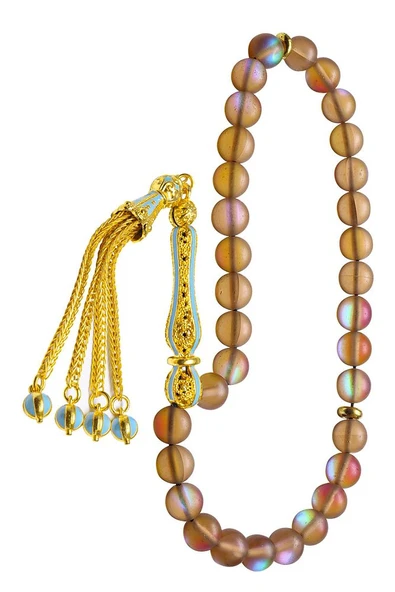 Makrome Telkari Püskül Doğal Dumanlı Kuvars Taşı Tesbih - Resim 5