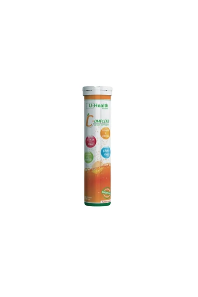 U-HEALTH PHARMA C-COMPLEX VİTAMİN C BETA GLUKAN ÇİNKO VE VİTAMİN D3 İÇEREN EFERVESAN TAKVİYE EDİCİ G 20 TABLET