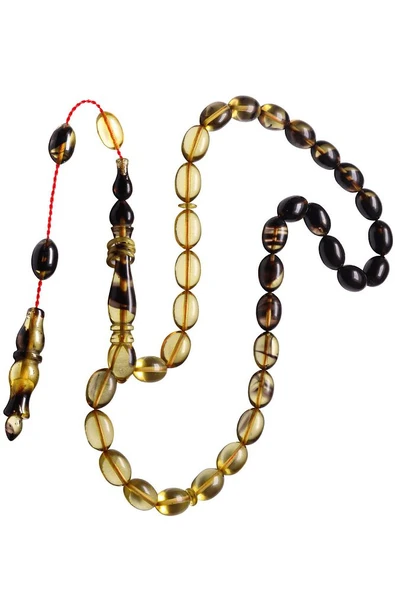 Sertifikalı Sistemli Siyah Şeffaf Sıkma Kehribar Tesbih - Resim 5