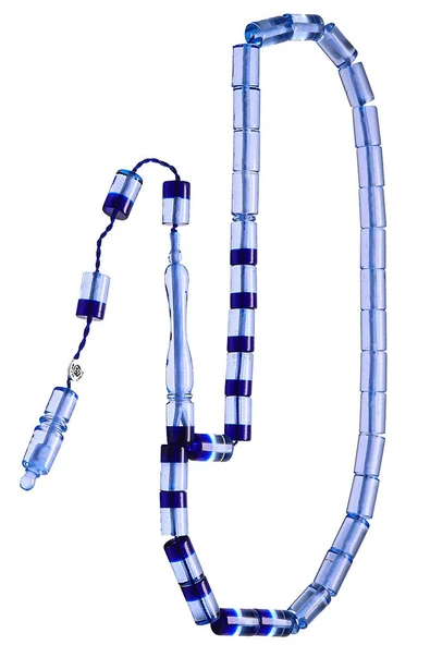 Sertifikalı Açık Mavi Ateş Kehribar Tesbih - Resim 3