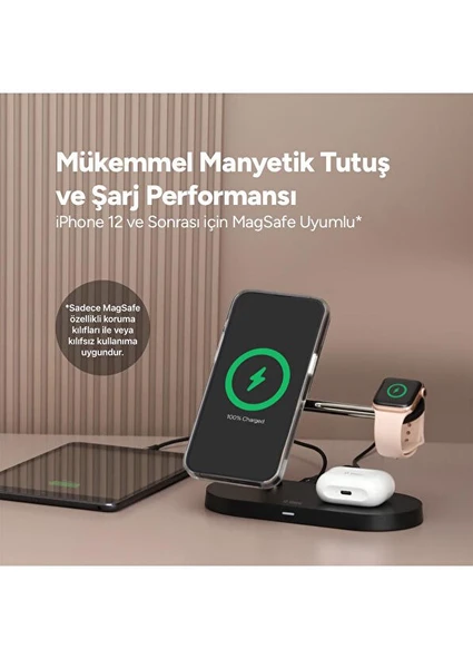 Ttec AirCharger Quattro M MagSafe Uyumlu LEDli Kablosuz Hızlı Şarj Standı - 2