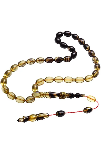 Sertifikalı Sistemli Siyah Şeffaf Sıkma Kehribar Tesbih - Resim 3