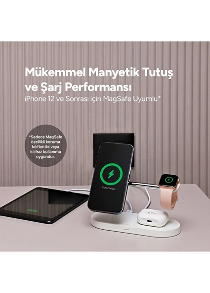 Ttec AirCharger Quattro M MagSafe Uyumlu LED li Kablosuz Hızlı Şarj Standı - 4