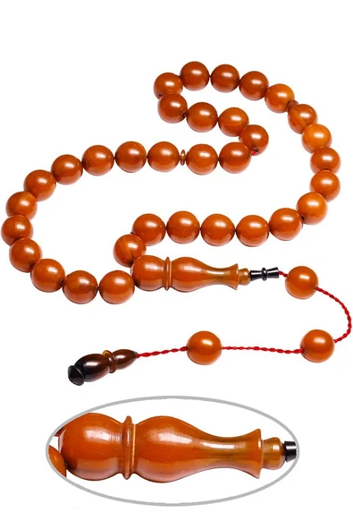 Sertifikalı Sistemli Kayısı Renk Osmanlı Benzetmesi Çubuk Sıkma Kehribar Tesbih - Resim 2