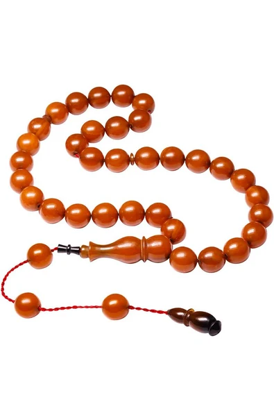 Sertifikalı Sistemli Kayısı Renk Osmanlı Benzetmesi Çubuk Sıkma Kehribar Tesbih - Resim 4