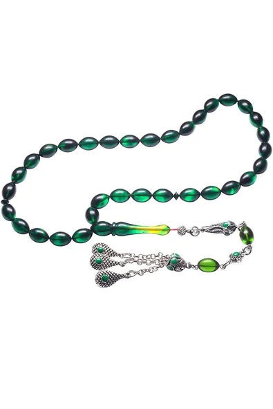 Sertifikalı Siyah Yeşil Renkli Halep Püskül Ateş Kehribar Tesbih - Resim 5