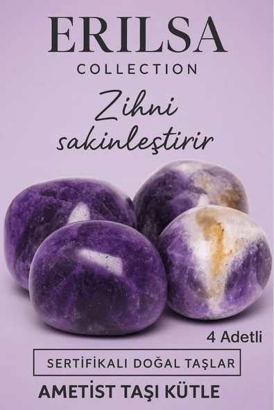 Sertifikalı Gerçek Ametist Taşı Kütle - 4 Adetli ürün görseli
